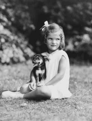 jackie bouvier kennedy onassis with a dog.gif